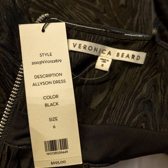 VERONICA BEARD Black Strapless Jacquard Allyson Dress  Size 6 NWT - Picture 6 of 16